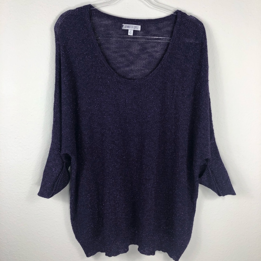 Jennifer Lopez 2X Purple Sparkle Sweater NWOT